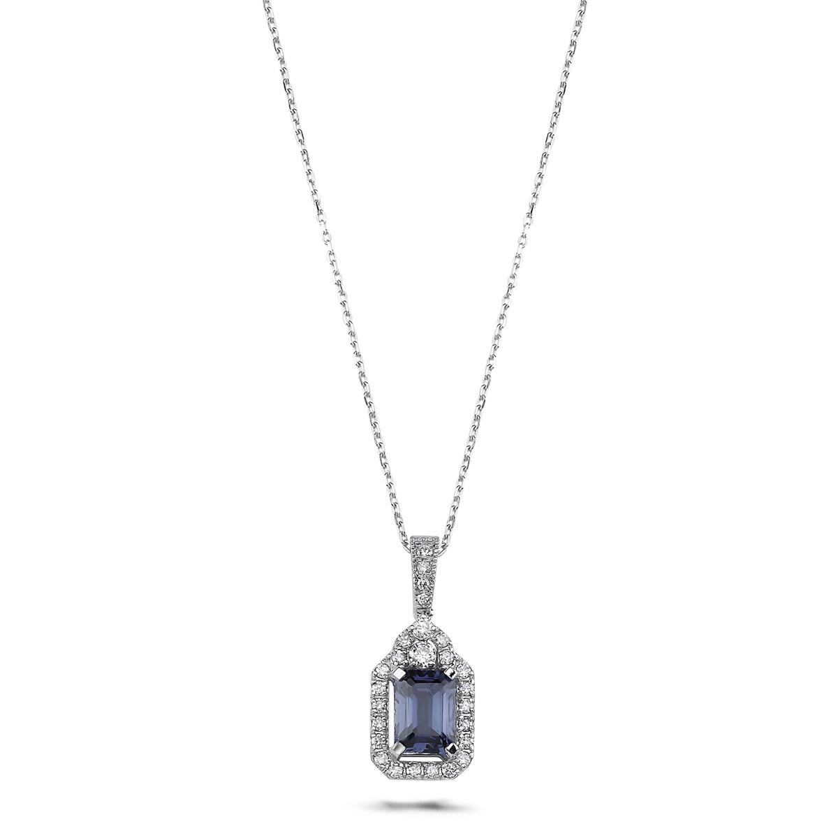 1.54 Karat Pırlanta Safir Kolye