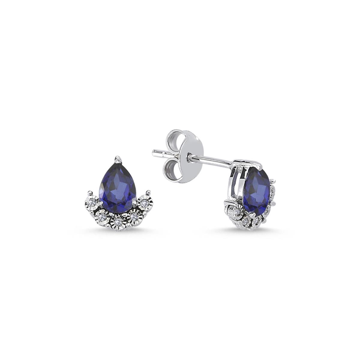 1.96 Karat Pırlanta Safir Küpe L055690