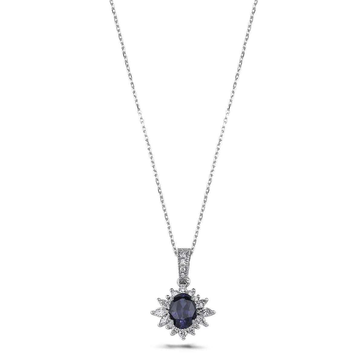 1.23 Karat Pırlanta Safir Kolye