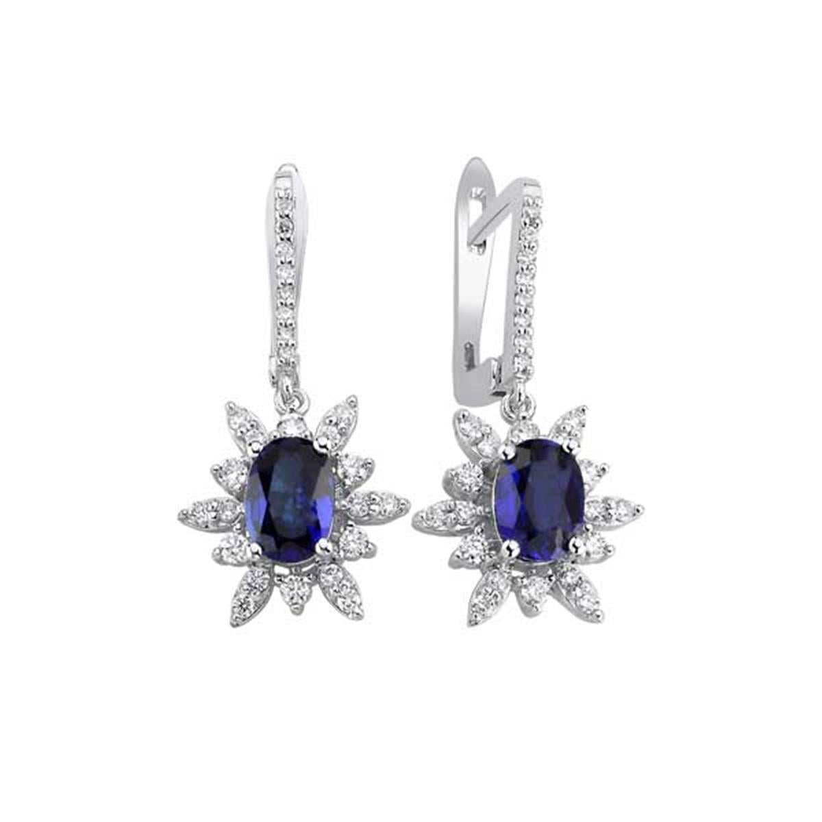 2.97 Karat Pırlanta Safir Küpe L053444