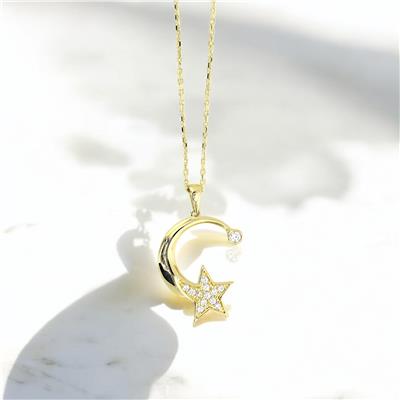 14 Ayar Altın Ayyıldız Kolye  -  0192170