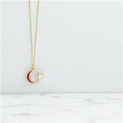 14 Ayar Altın Ayyıldız Kolye  -  0196728