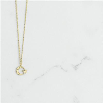 14 Ayar Altın Ayyıldız Kolye  -  0196730