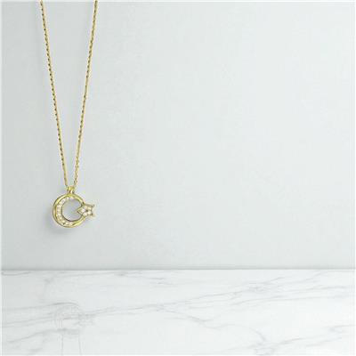 14 Ayar Altın Ayyıldız Kolye  -  0198028