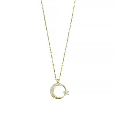 14 Ayar Altın Ayyıldız Kolye  -  0201222