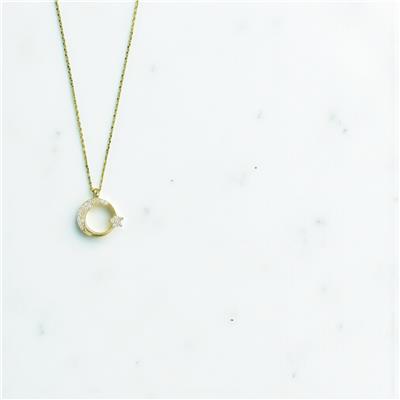 14 Ayar Altın Ayyıldız Kolye  -  0201222