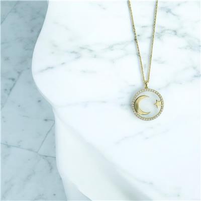 14 Ayar Altın Ayyıldız Kolye  -  0201223