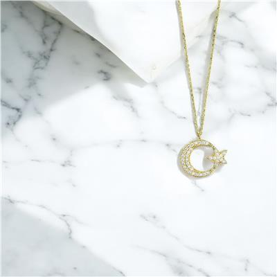 14 Ayar Altın Ayyıldız Kolye  -  0201225