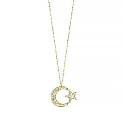 14 Ayar Altın Ayyıldız Kolye  -  0201225