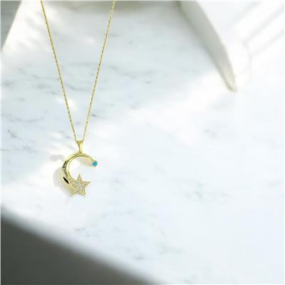 14 Ayar Altın Ayyıldız Kolye  -  0201265