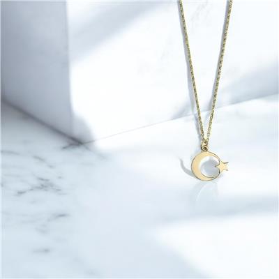 14 Ayar Altın Ayyıldız Kolye  -  0202238