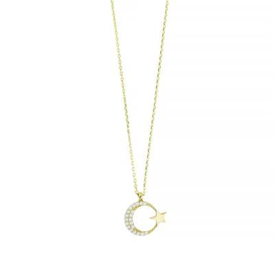 14 Ayar Altın Ayyıldız Kolye  -  0205092