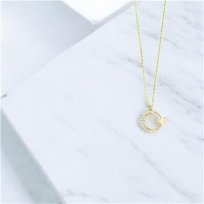 14 Ayar Altın Ayyıldız Kolye  -  0205092