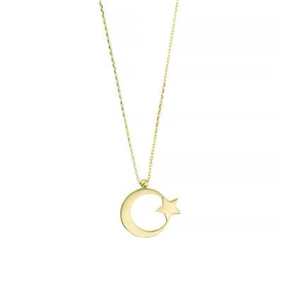 14 Ayar Altın Ayyıldız Kolye  -  0205146