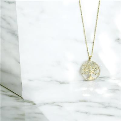14 Ayar Altın Hayat Ağacı Kolye  -  0201251