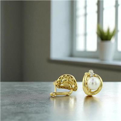 14 Ayar Altın İncili Küpe  -  0197152