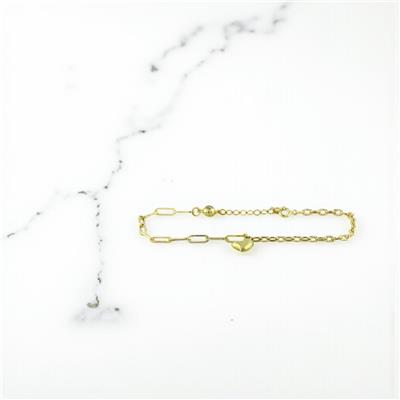 14 Ayar Altın Kalpli Bileklik  -  0201042