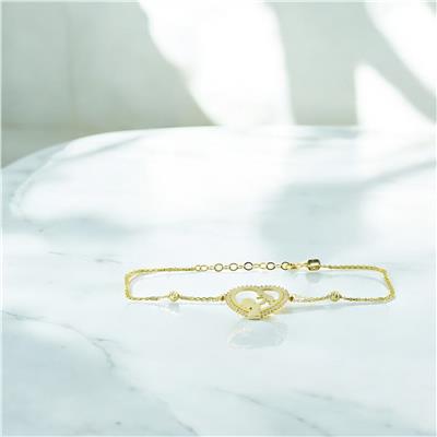 14 Ayar Altın Kalpli Bileklik  -  0201374