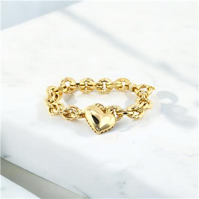 14 Ayar Altın Kalpli Bileklik  -  F003594