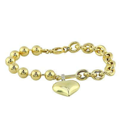 14 Ayar Altın Kalpli Bileklik  -  F004682