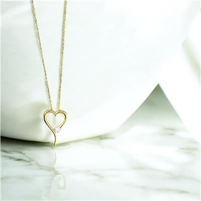 14 Ayar Altın Kalpli Kolye  -  0201226