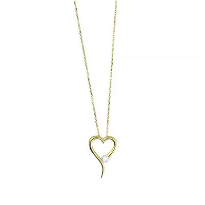 14 Ayar Altın Kalpli Kolye  -  0201226