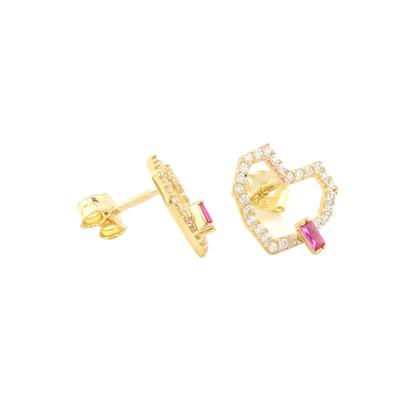 14 Ayar Altın Kalpli Küpe  -  0181938