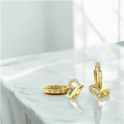 14 Ayar Altın Kalpli Küpe  -  0195411