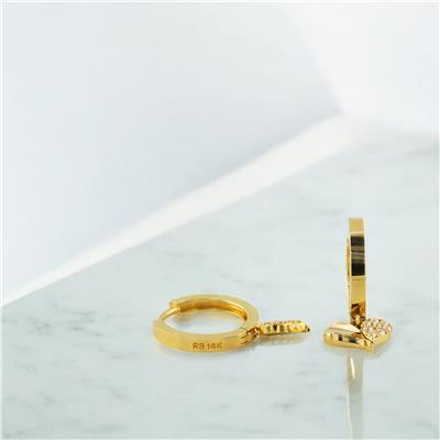 14 Ayar Altın Kalpli Küpe  -  0195416