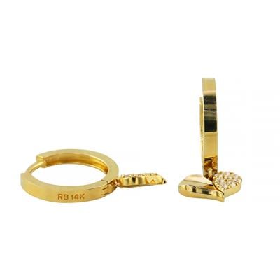 14 Ayar Altın Kalpli Küpe  -  0195416