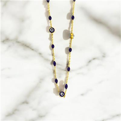 14 Ayar Altın Nazar Boncuklu Kolye  -  0192996