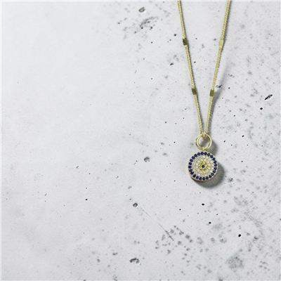 14 Ayar Altın Nazar Boncuklu Kolye  -  0205467