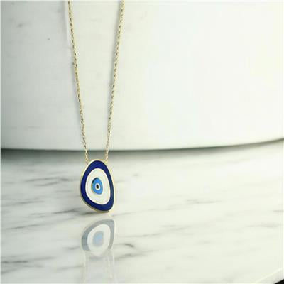 14 Ayar Altın Nazar Boncuklu Kolye  -  0201779