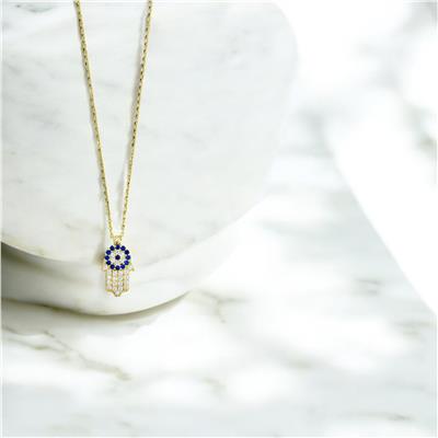 14 Ayar Altın Nazar Boncuklu Kolye  -  0201249