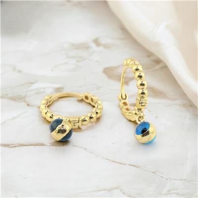 14 Ayar Altın Nazar Boncuklu Küpe  -  0180301