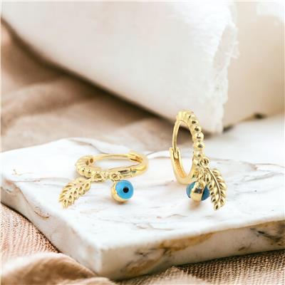 14 Ayar Altın Nazar Boncuklu Küpe  -  0180300