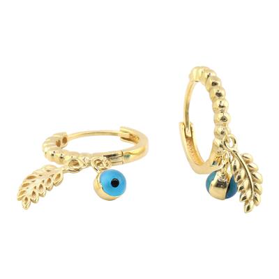 14 Ayar Altın Nazar Boncuklu Küpe  -  0180300