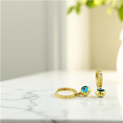 14 Ayar Altın Nazar Boncuklu Küpe  -  0197954