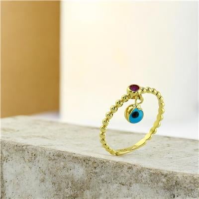 14 Ayar Altın Nazar Boncuklu Yüzük  -  0203753