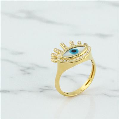 14 Ayar Altın Nazar Boncuklu Yüzük  -  F004618