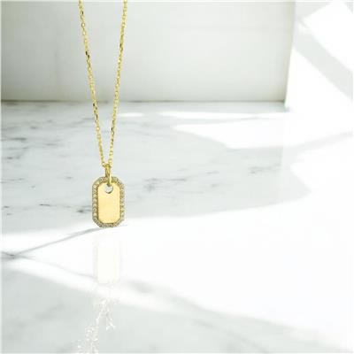 14 Ayar Altın Plaka Kolye  -  0206128