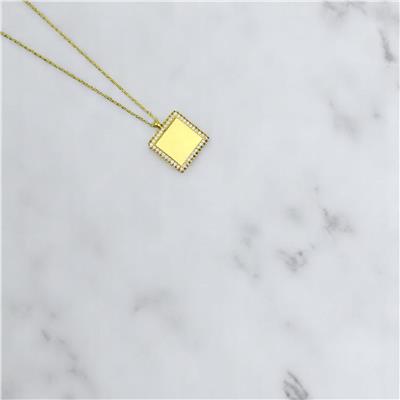 14 Ayar Altın Plaka Kolye  -  F004758