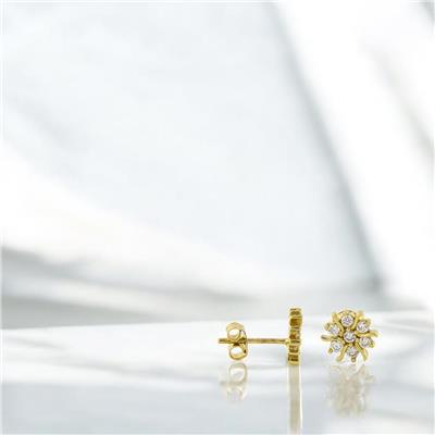 14 Ayar Altın Tasarım Küpe  -  0191207