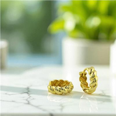 14 Ayar Altın Tasarım Küpe  -  0197935