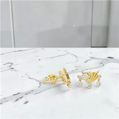 14 Ayar Altın Tasarım Küpe  -  0214499