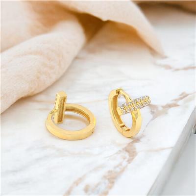 14 Ayar Altın Tasarım Küpe  -  F001689