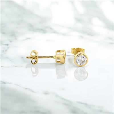 14 Ayar Altın Tektaş Küpe  -  0192471