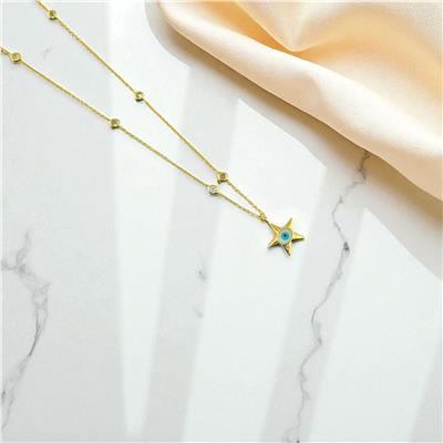 14 Ayar Altın Yıldızlı Kolye  -  0194376