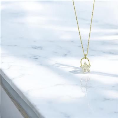 14 Ayar Altın Yıldızlı Kolye  -  0201253