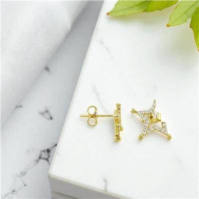 14 Ayar Altın Yıldızlı Küpe  -  0197975